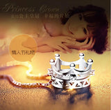 925 Silver Princess Crown Zircon Pendant Necklace for Women