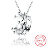 925 Silver Princess Crown Zircon Pendant Necklace for Women