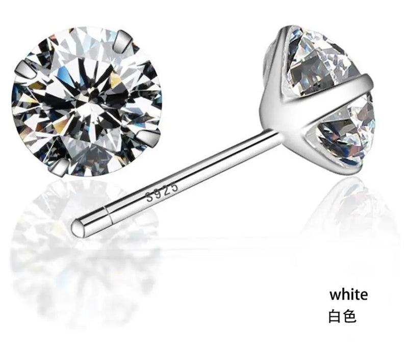 925 Sterling Silver Zircon Crystal Stud Earrings For Women
