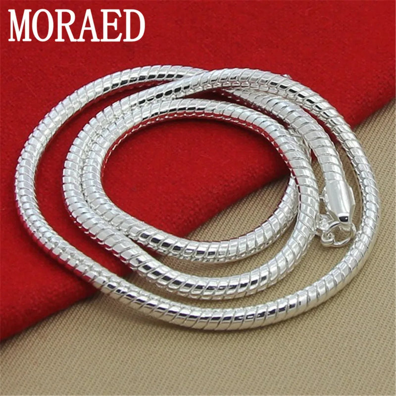 925 Sterling Silver 4mm Snake Chain Necklace 20/24 Inch Wedding Jewelry