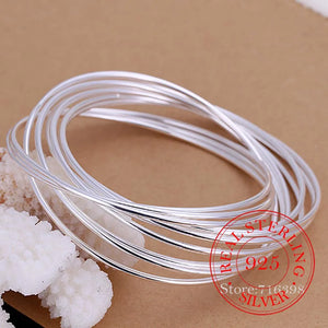 925 Silver Bracelet Smooth Bangles for Women