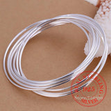 925 Silver Bracelet Smooth Bangles for Women