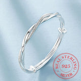 925 Sterling Silver Twist Bangle Bracelet for Women Wedding Party Gift