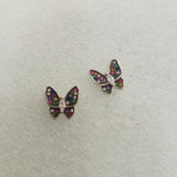 925 Sterling Silver Butterfly Stud Earring with Zirconium Plated Rhodium