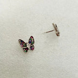 925 Sterling Silver Butterfly Stud Earring with Zirconium Plated Rhodium