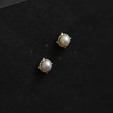 925 Silver Palace Style Pearl Stud Earrings - Classic Mother's Jewelry