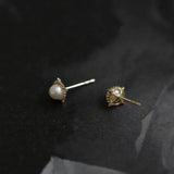 925 Silver Palace Style Pearl Stud Earrings - Classic Mother's Jewelry