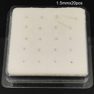 925 Sterling Silver 1.5mm Ball Nose Stud Indian Nose Pin Piercing 20pcs
