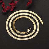 925 Silver 18K Chain 4MM Flat Clavicle Necklace for Women Lady Jewelry