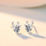 925 Silver Antlers Stud Earrings for Men Women Wedding