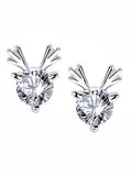 925 Silver Antlers Stud Earrings for Men Women Wedding