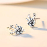 925 Silver Antlers Stud Earrings for Men Women Wedding