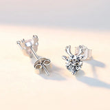 925 Silver Antlers Stud Earrings for Men Women Wedding