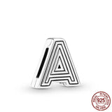 925 Sterling Silver Letters Clip Charm Bead for Bracelet Jewelry Making
