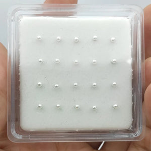925 Silver 2mm Pearl Nose Stud Bone Tiny Nostril Piercing Jewelry 20pcs/pack