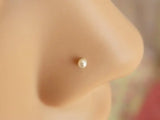 925 Silver 2mm Pearl Nose Stud Bone Tiny Nostril Piercing Jewelry 20pcs/pack