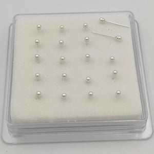 925 Silver 2mm Pearl Nose Stud Bone Tiny Nostril Piercing Jewelry 20pcs/pack