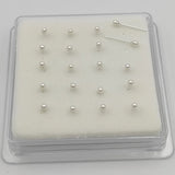 925 Silver 2mm Pearl Nose Stud Bone Tiny Nostril Piercing Jewelry 20pcs/pack