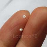 925 Silver 2mm Pearl Nose Stud Bone Tiny Nostril Piercing Jewelry 20pcs/pack