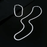 925 Silver 4MM Blade Chain Bracelet Necklace Set for Women