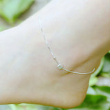 925 Silver Anklet Cube Ankle Bracelet Foot Jewelry for Women