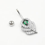 925 Silver Belly Button Rings CZ Navel Belly Rings Feather Shape Piercing
