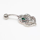 925 Silver Belly Button Rings CZ Navel Belly Rings Feather Shape Piercing