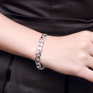 925 Sterling Silver Sideways Bracelet 8MM Men & Women Jewelry