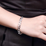 925 Sterling Silver Sideways Bracelet 8MM Men & Women Jewelry