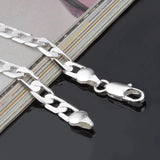925 Sterling Silver Sideways Bracelet 6MM 8MM 10MM Men Women Jewelry