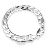 925 Sterling Silver Sideways Bracelet 6MM 8MM 10MM Men Women Jewelry