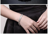 925 Silver Bracelet 10MM Square Chain Golden for Men Women