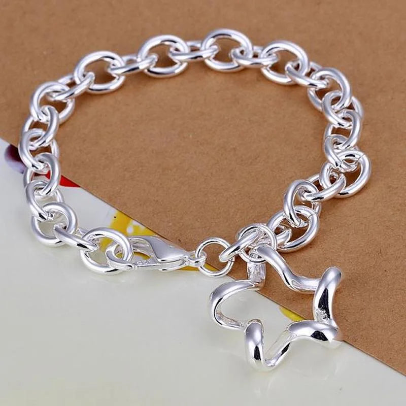 925 Silver Bracelet Star Wedding Party Christmas Gift Jewelry