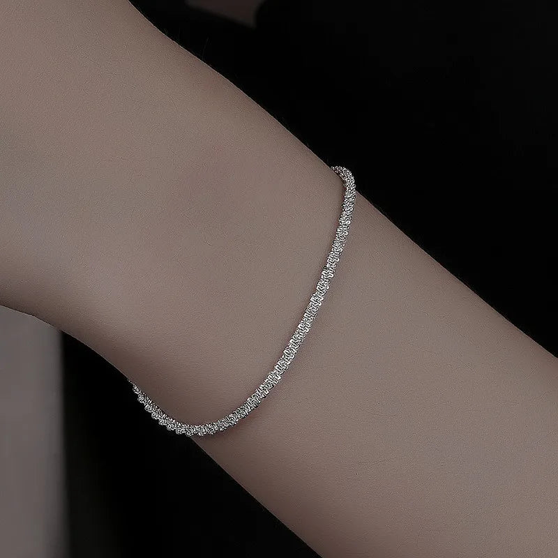 925 Silver Bracelets Sparkle Jewelry Boho Bangle Charms Vintage Minimalism