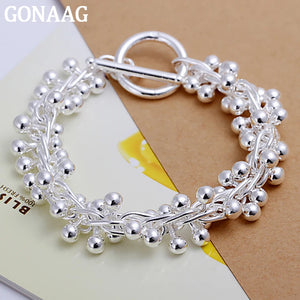 925 Silver Bracelet Beads Chain Women Wedding Jewelry