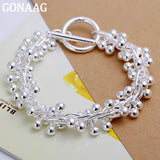 925 Silver Bracelet Beads Chain Women Wedding Jewelry