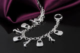 925 Silver Bracelet Shoe Bag Chain for Women Wedding Party Gift