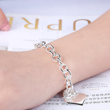 925 Silver Heart Chain Bracelets Wedding Party Lady Jewelry