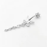 925 Silver Butterfly Belly Button Ring 14G CZ Tassel Navel Piercing Jewelry