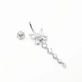 925 Silver Butterfly Belly Button Ring 14G CZ Tassel Navel Piercing Jewelry