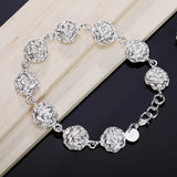 925 Sterling Silver Rose Flower Charm Bracelet Wedding Christmas Gift