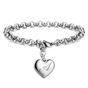 925 Silver Charm Heart Letter Chain Bracelet Wedding Accessories