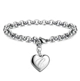 925 Silver Charm Heart Letter Chain Bracelet Wedding Accessories