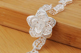 925 Silver Flower Leaf Chain Bracelet Wedding Jewelry