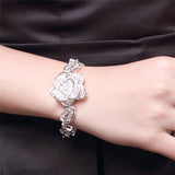 925 Silver Flower Leaf Chain Bracelet Wedding Jewelry
