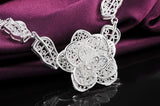925 Silver Flower Leaf Chain Bracelet Wedding Jewelry