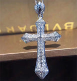 925 Silver Cross Pendant Pave Cz Stone Necklace