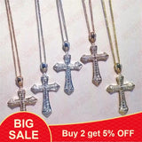 925 Silver Cross Pendant Pave Cz Stone Necklace