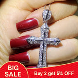 925 Silver Cross Pendant AAAAA Cz Stone Necklace Wedding Jewelry