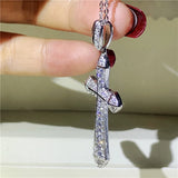925 Silver Cross Pendant AAAAA Cz Stone Necklace Wedding Jewelry